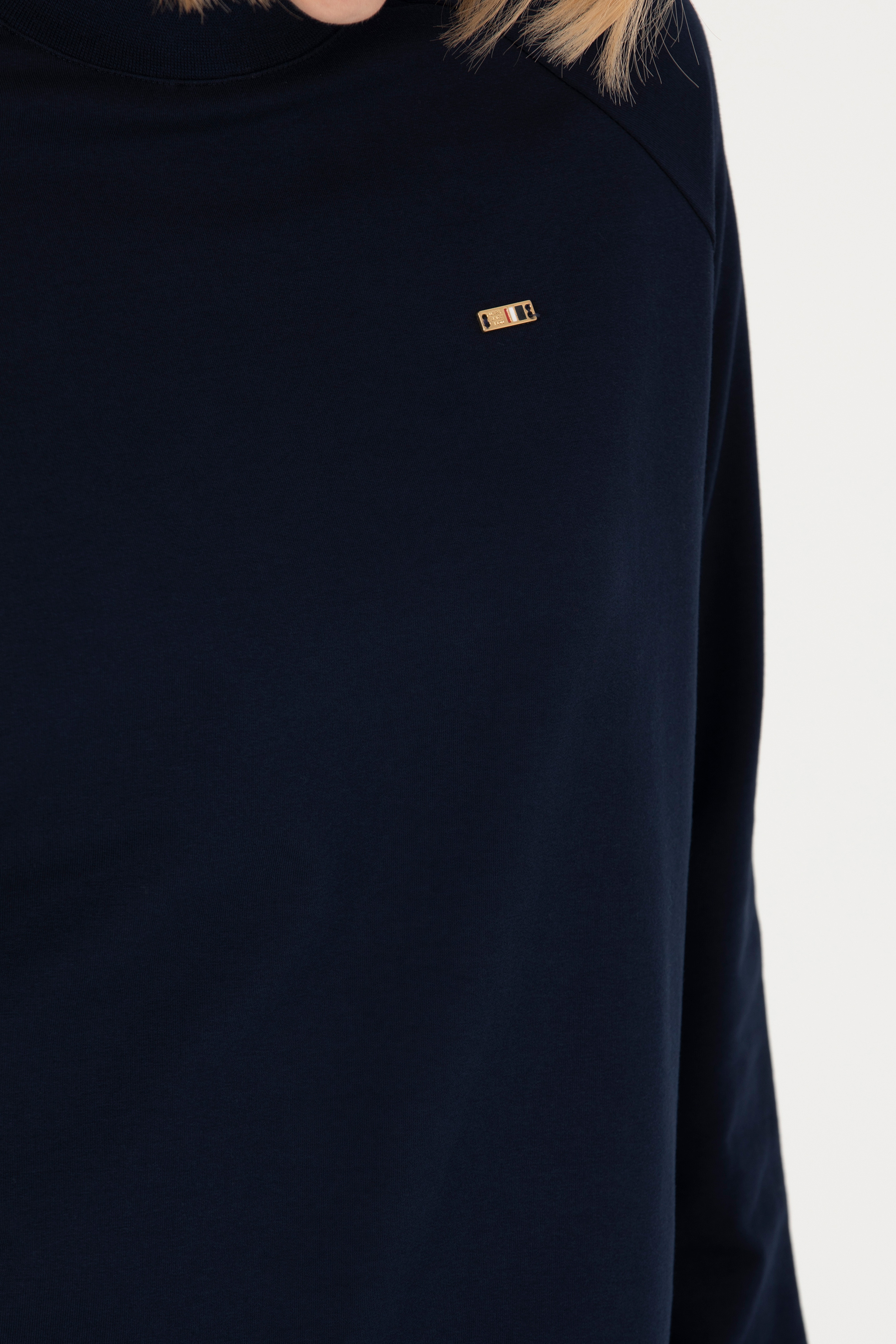 Kadın Lacivert Bisiklet Yaka Sweatshirt