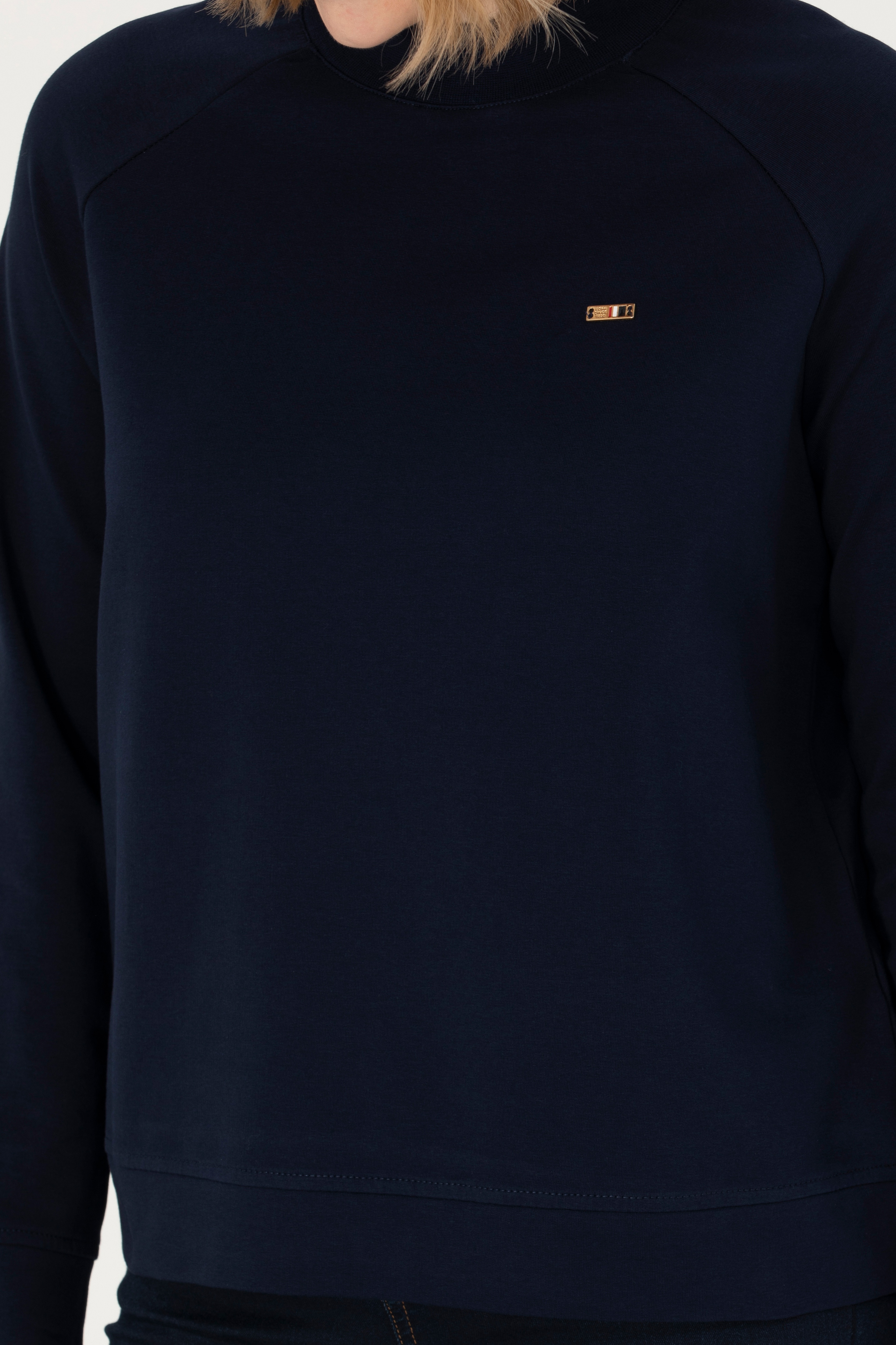 Kadın Lacivert Bisiklet Yaka Sweatshirt - Image 6