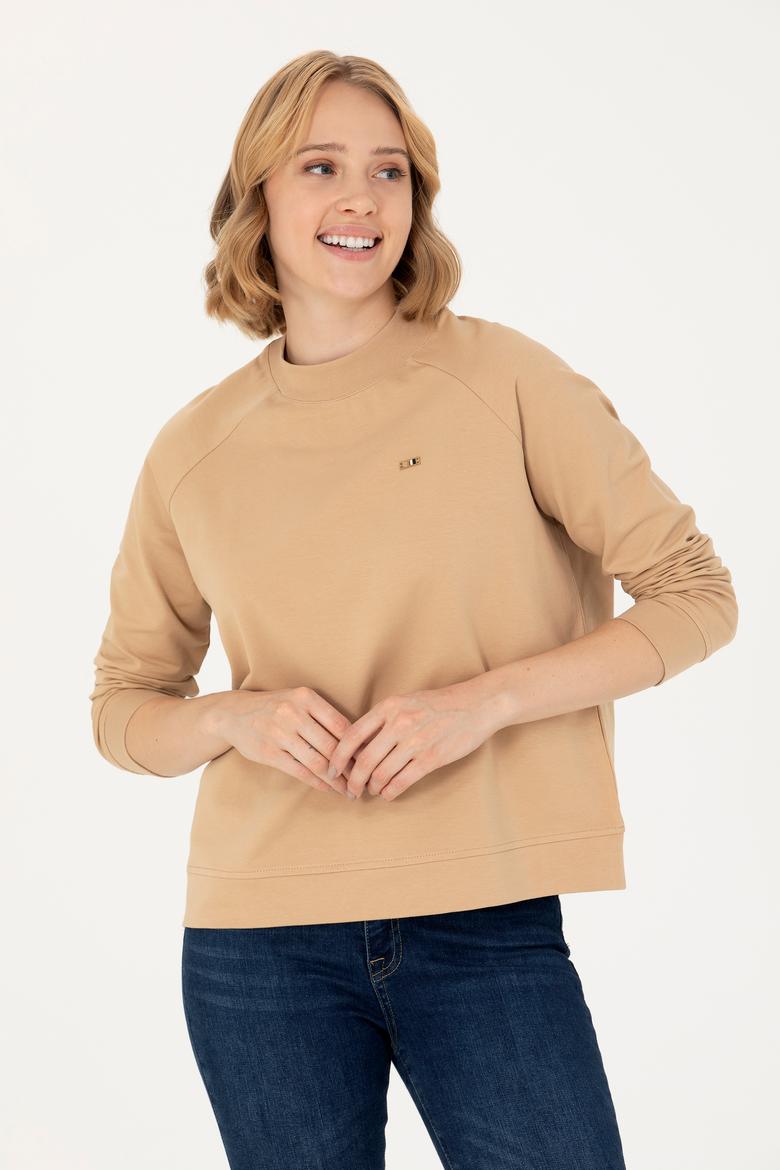 Kadın Kum Bisiklet Yaka Sweatshirt - 50276027045