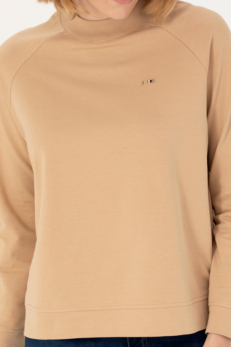 Kadın Kum Bisiklet Yaka Sweatshirt - 50276027045