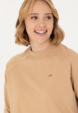 Kadın Kum Bisiklet Yaka Sweatshirt - 50276027045