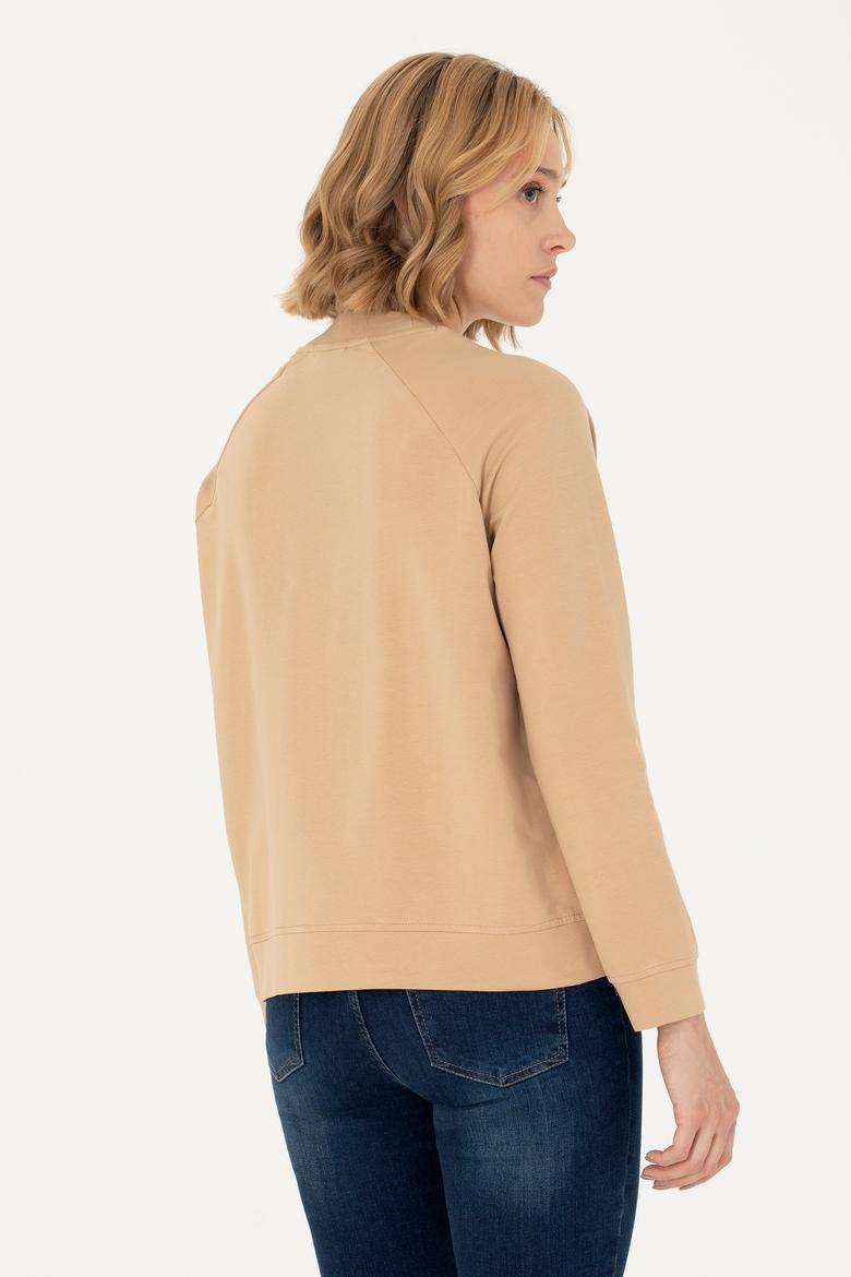 Kadın Kum Bisiklet Yaka Sweatshirt - 50276027045