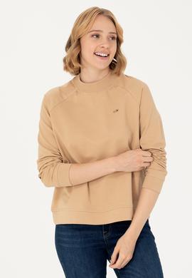 Kadın Kum Bisiklet Yaka Sweatshirt - 50276027045