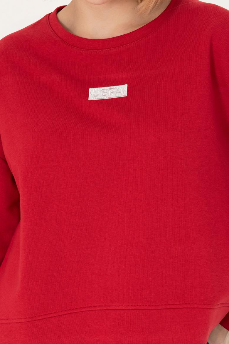 Kadın Kırmızı Bisiklet Yaka Basic Sweatshirt - 50276557005