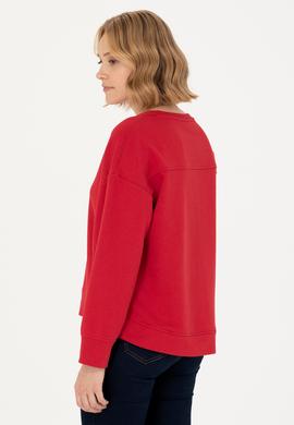 Kadın Kırmızı Bisiklet Yaka Basic Sweatshirt - 50276557005