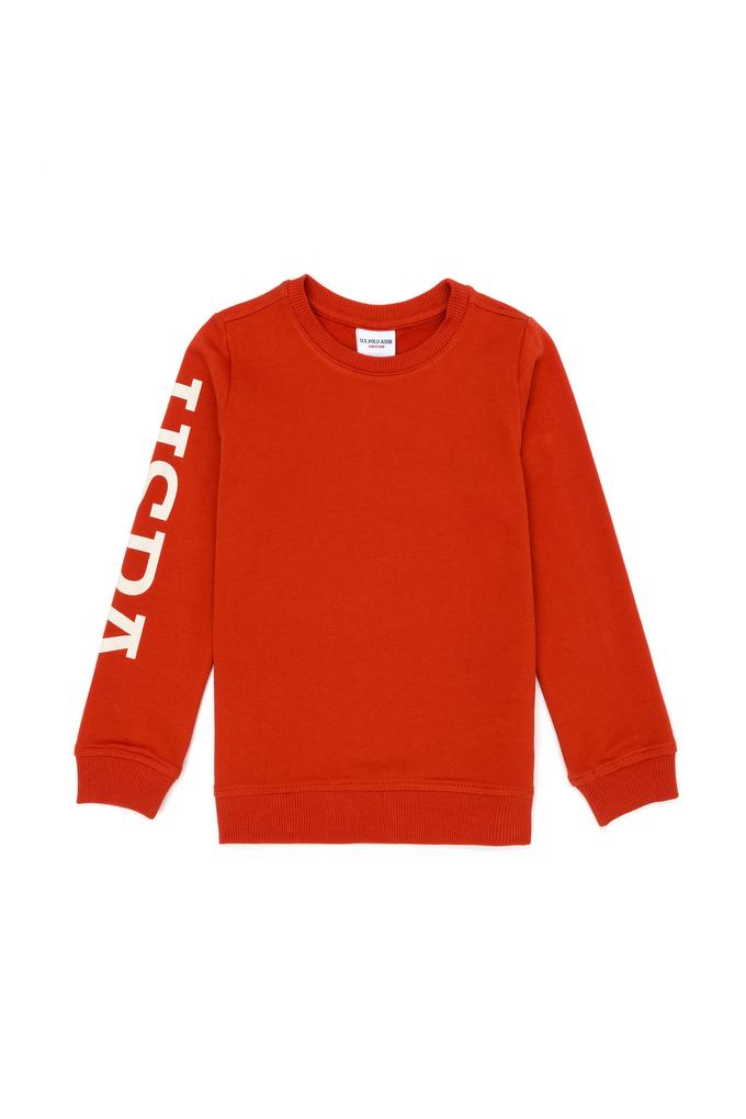 Çocuk Kiremit Basic Bisiklet Yaka Sweatshirt
