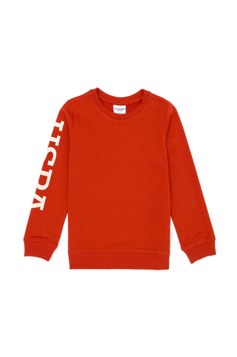 Çocuk Kiremit Basic Bisiklet Yaka Sweatshirt