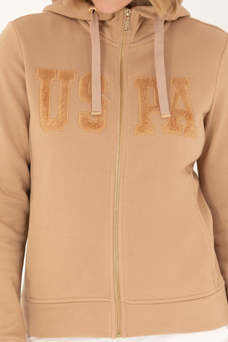 Kadın Kum Kapüşonlu Basic Sweatshirt - 50272060058