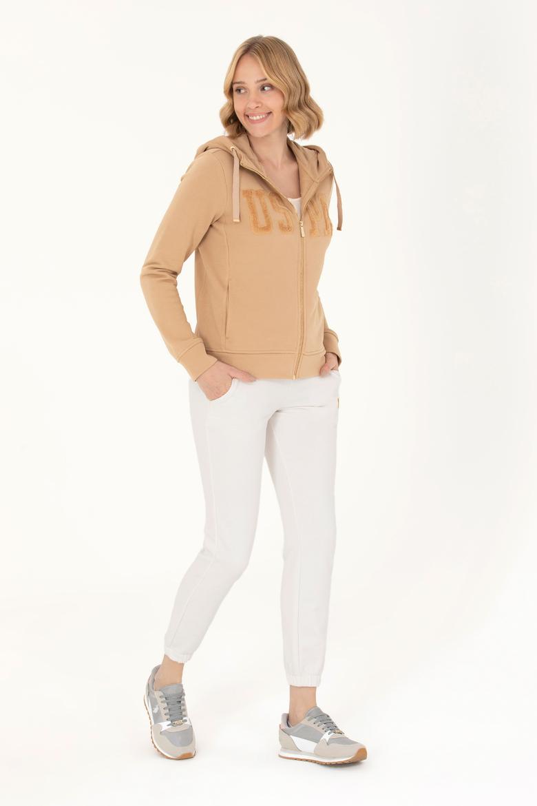 Kadın Kum Kapüşonlu Basic Sweatshirt - 50272060058