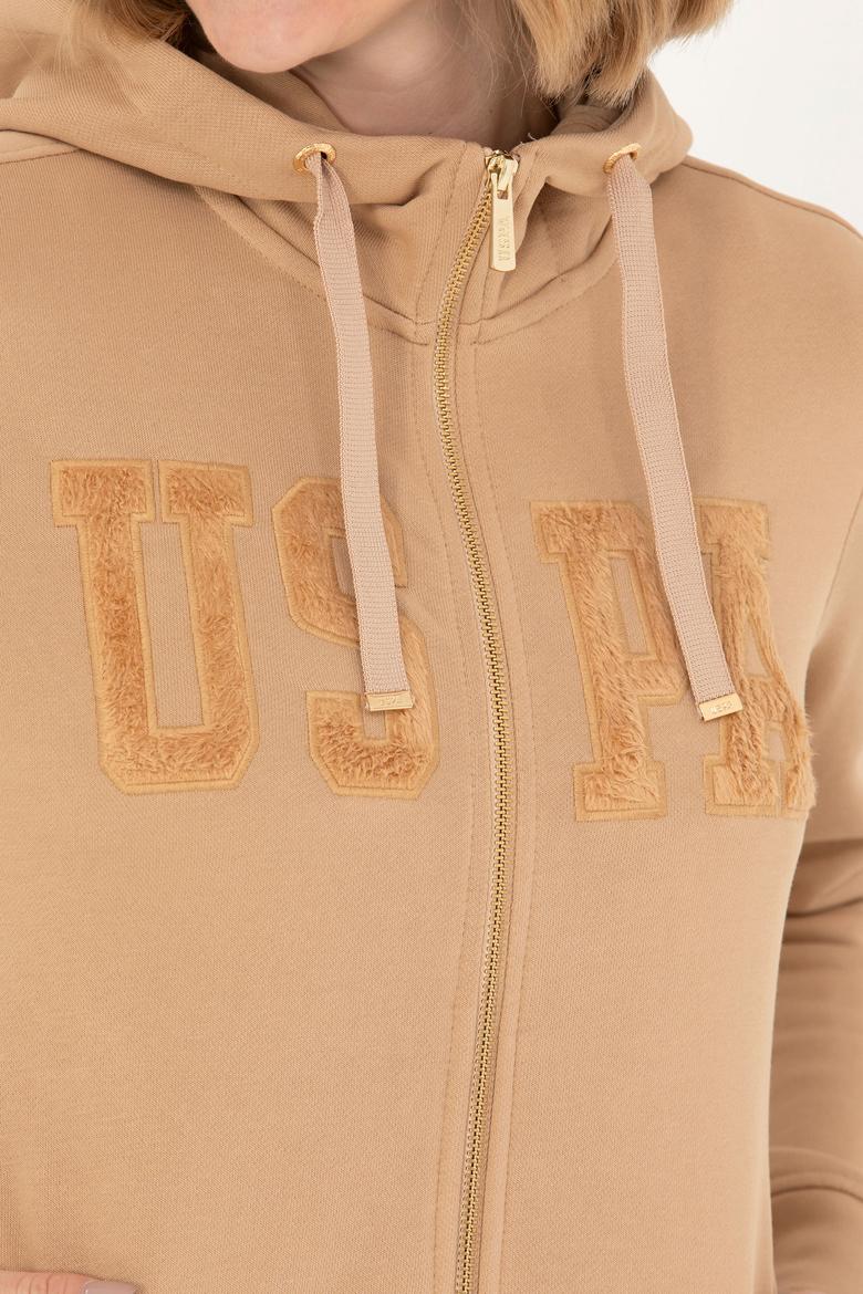 Kadın Kum Kapüşonlu Basic Sweatshirt - 50272060058