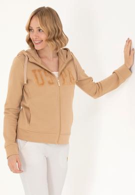 Kadın Kum Kapüşonlu Basic Sweatshirt - 50272060058