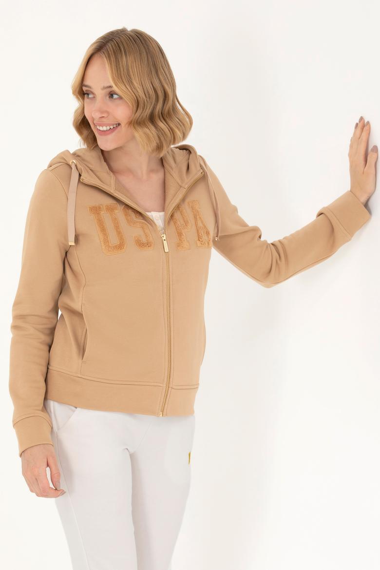 Kadın Kum Kapüşonlu Basic Sweatshirt - 50272060058