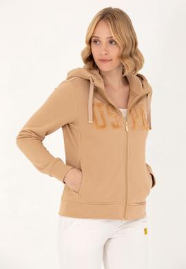 Kadın Kum Kapüşonlu Basic Sweatshirt - 50272060058