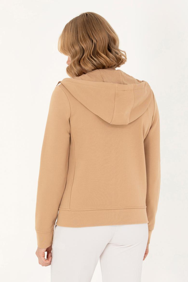 Kadın Kum Kapüşonlu Basic Sweatshirt - 50272060058