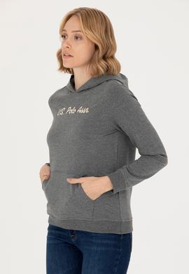 Kadın Antrasit Melanj Kapüşonlu Sweatshirt - 50276015022