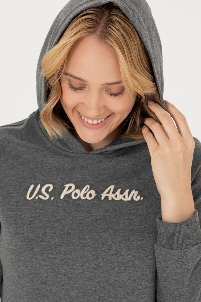 Kadın Antrasit Melanj Kapüşonlu Sweatshirt - 50276015022