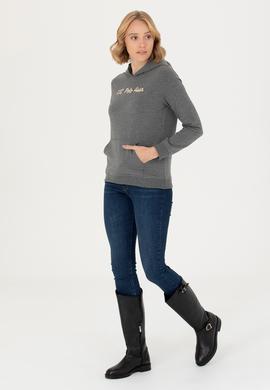 Kadın Antrasit Melanj Kapüşonlu Sweatshirt - 50276015022