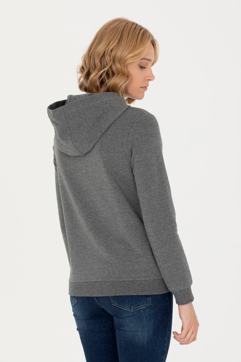 Kadın Antrasit Melanj Kapüşonlu Sweatshirt - 50276015022