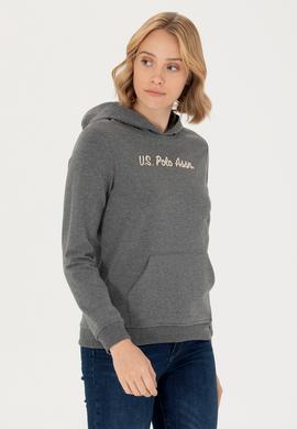 Kadın Antrasit Melanj Kapüşonlu Sweatshirt - 50276015022