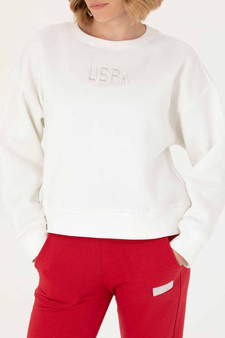 Kadın Ekru Bisiklet Yaka Sweatshirt - 50275927031