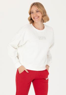Kadın Ekru Bisiklet Yaka Sweatshirt - 50275927031
