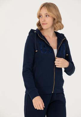 Kadın Lacivert Kapüşonlu Basic Sweatshirt - 50272060009