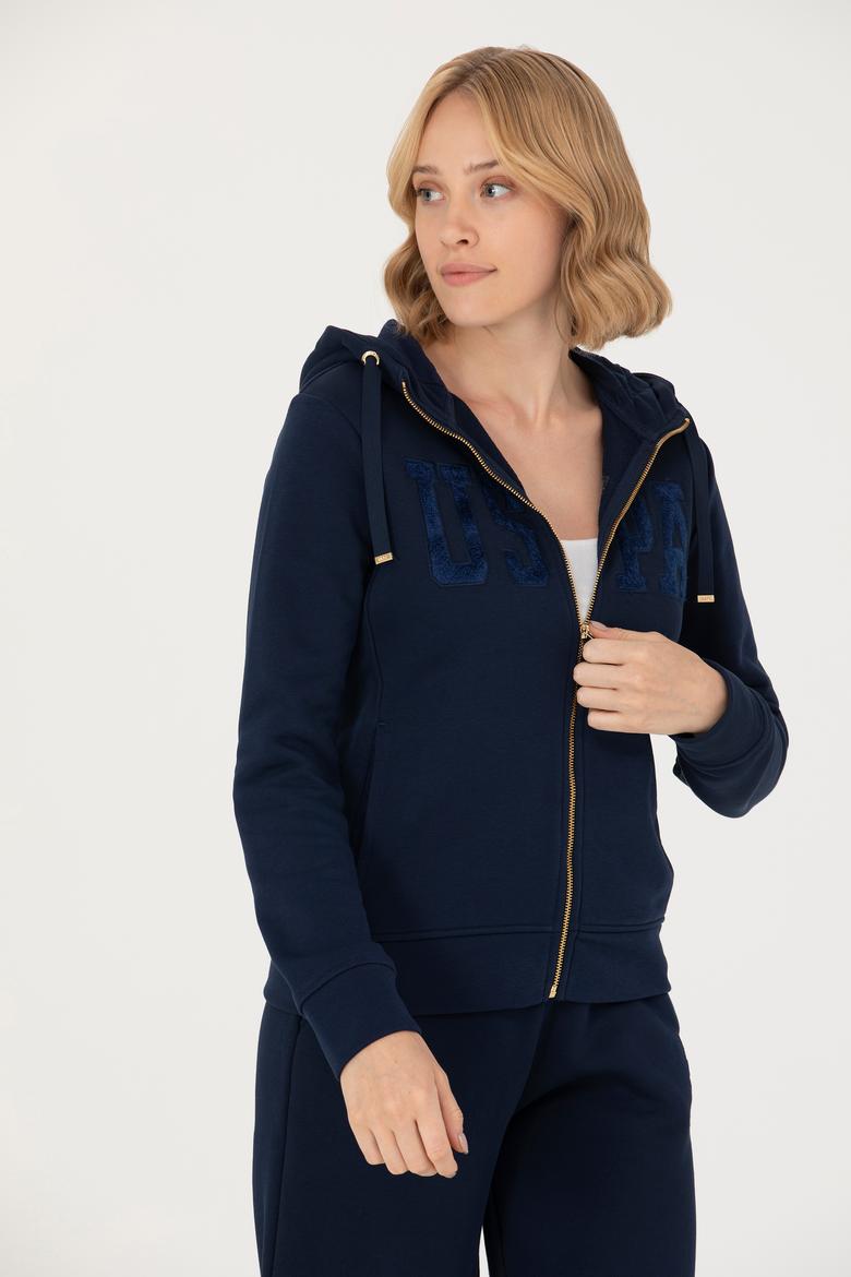 Kadın Lacivert Kapüşonlu Basic Sweatshirt - 50272060009