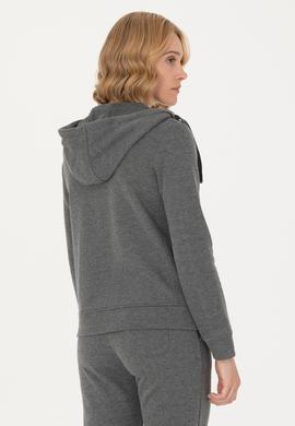 Kadın Antrasit Melanj Kapüşonlu Basic Sweatshirt - 50272060079