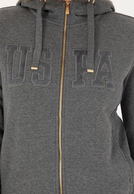 Kadın Antrasit Melanj Kapüşonlu Basic Sweatshirt - 50272060079