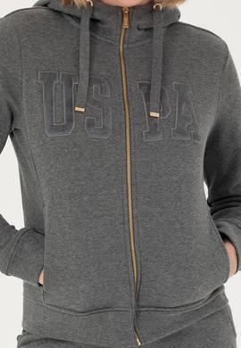 Kadın Antrasit Melanj Kapüşonlu Basic Sweatshirt - 50272060079