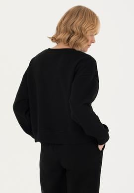 Kadın Siyah Bisiklet Yaka Sweatshirt - 50275927004