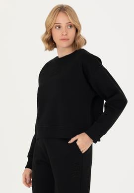 Kadın Siyah Bisiklet Yaka Sweatshirt - 50275927004