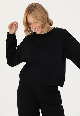 Kadın Siyah Bisiklet Yaka Sweatshirt - 50275927004