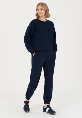 Kadın Lacivert Bisiklet Yaka Sweatshirt - 50275927012