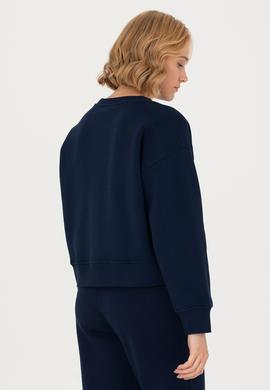 Kadın Lacivert Bisiklet Yaka Sweatshirt - 50275927012