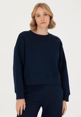 Kadın Lacivert Bisiklet Yaka Sweatshirt - 50275927012