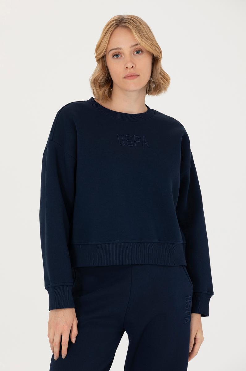 Kadın Lacivert Bisiklet Yaka Sweatshirt