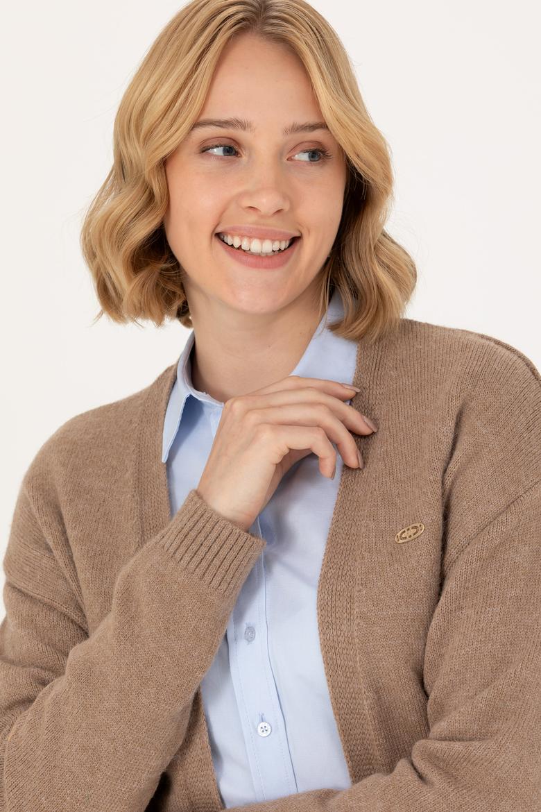 Kadın Kum Melanj Triko Hırka - 50276237029