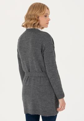 Kadın Gri Melanj Triko Hırka - 50276237025