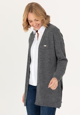 Kadın Gri Melanj Triko Hırka - 50276237025