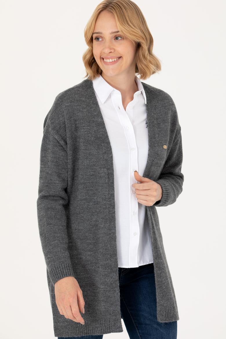 Kadın Gri Melanj Triko Hırka - 50276237025