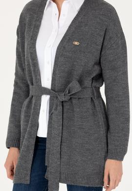 Kadın Gri Melanj Triko Hırka - 50276237025