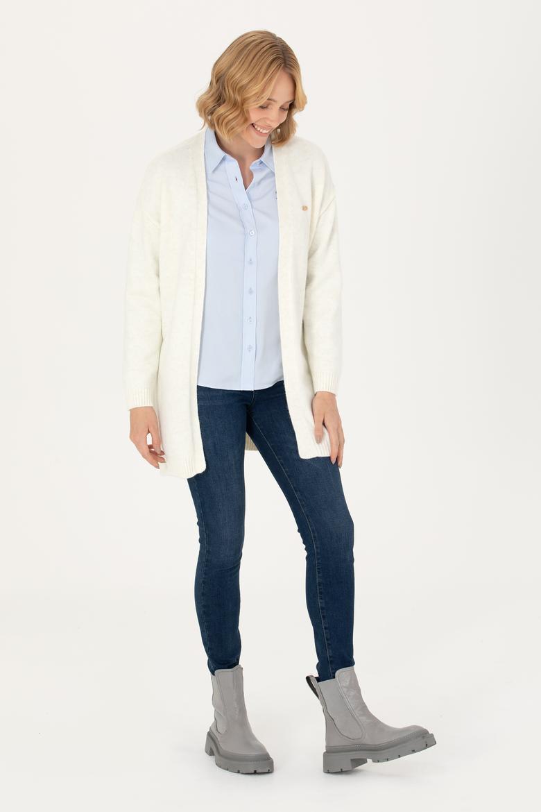 Kadın Krem Melanj Triko Hırka - 50276237037