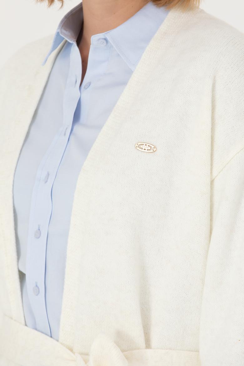 Kadın Krem Melanj Triko Hırka - 50276237037