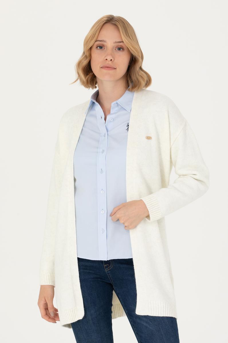 Kadın Krem Melanj Triko Hırka