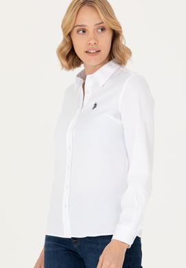 Kadın Beyaz Uzun Kollu Basic Gömlek - 50277630002
