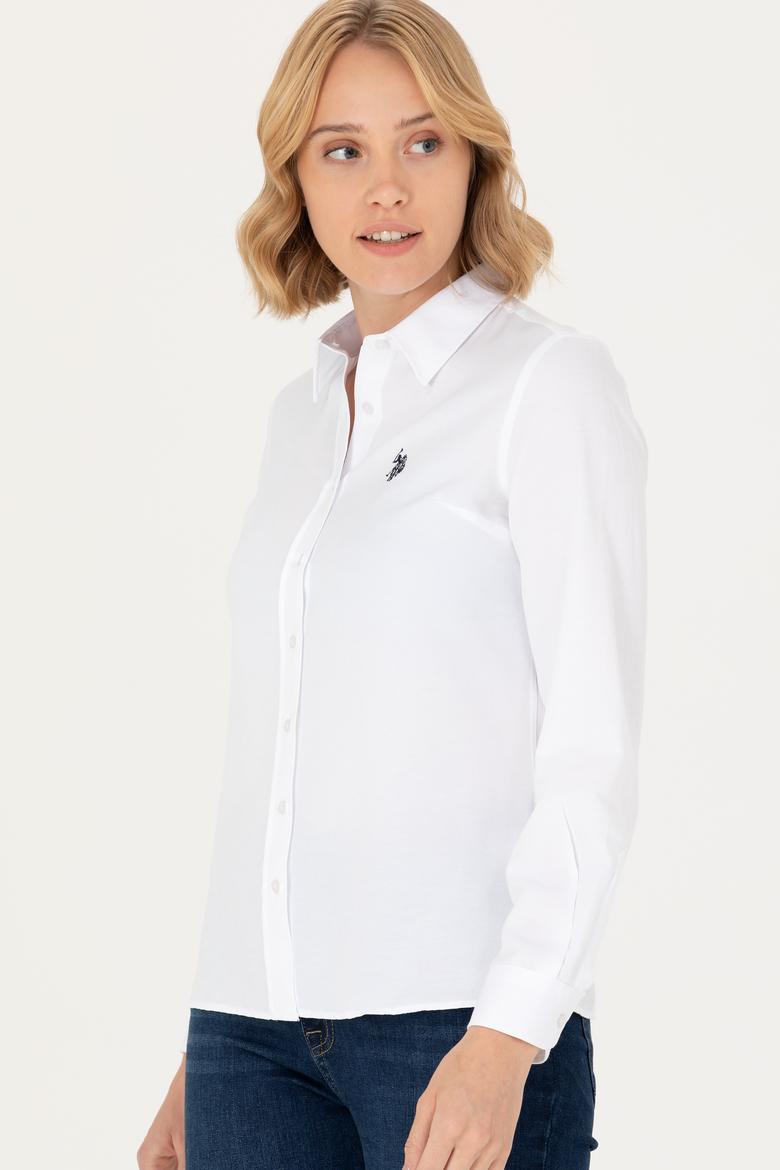 Kadın Beyaz Uzun Kollu Basic Gömlek - 50277630002