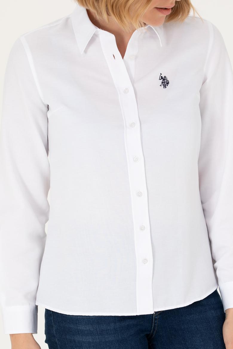 Kadın Beyaz Uzun Kollu Basic Gömlek - 50277630002