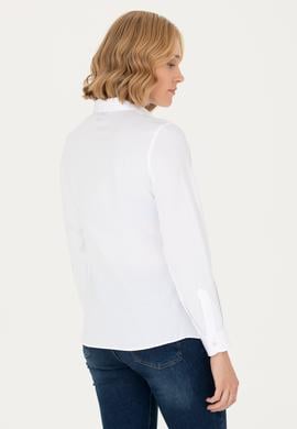 Kadın Beyaz Uzun Kollu Basic Gömlek - 50277630002