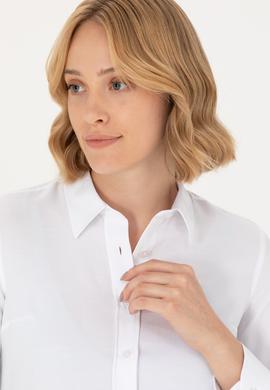 Kadın Beyaz Uzun Kollu Basic Gömlek - 50277630002